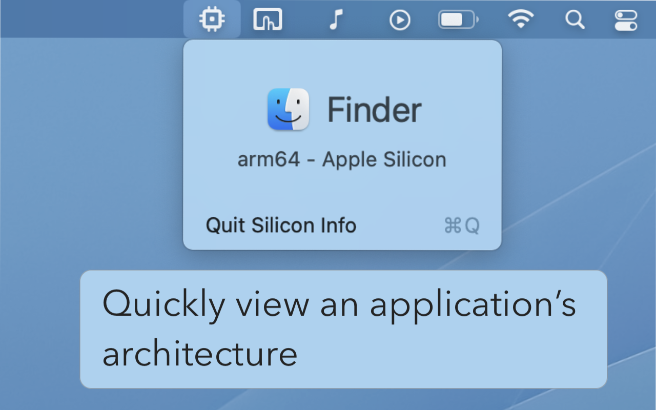 Screenshot of Silicon Info running in the Mac Menu Bar